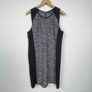 Eileen Fisher‎ Illusion Tweed Dress – Size M – Black White – Sleeveless – Career